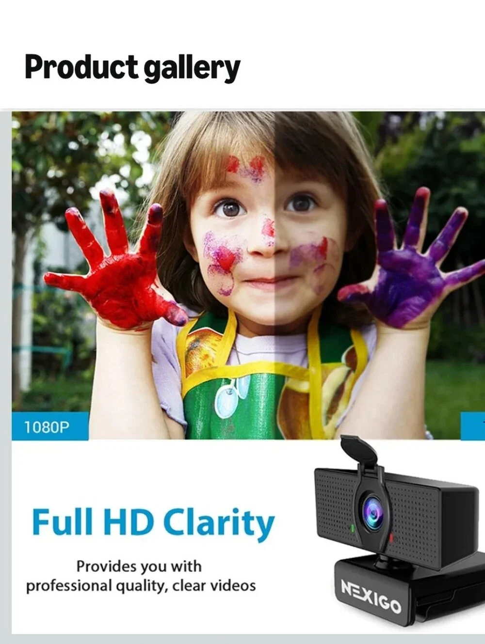 Nexigo Black HD Webcam with Clip Mount - USB Computer Camera NIB